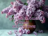 Piękny bukiet bzu w wazonie. Życzenia na dzień mamy dla teściowej.