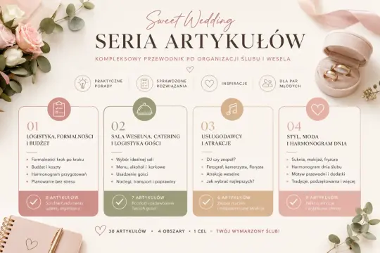 Przewodnik po organizacji ślubu kościelnego: logistyka, sala, atrakcje, styl. Wszystko, by Twój wymarzony ślub był idealny.